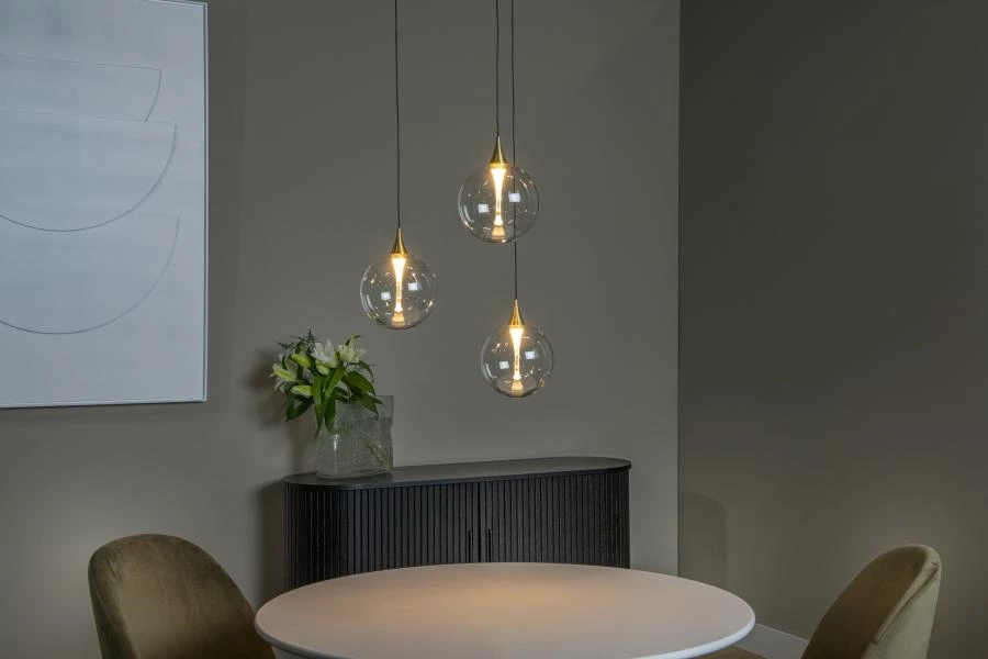 Lucide Premium GISELA - Pendant light - Ø 36 cm - LED Dim. - 3x4,3W 2700K - Transparant - atmosphere 2